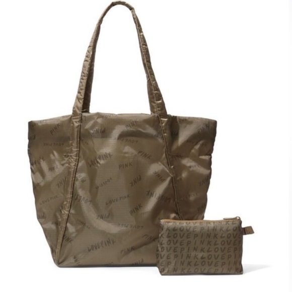 Pink Victoria’s Secret Olive green weekend tote bag and pouch large workout bag - Picture 3 of 16